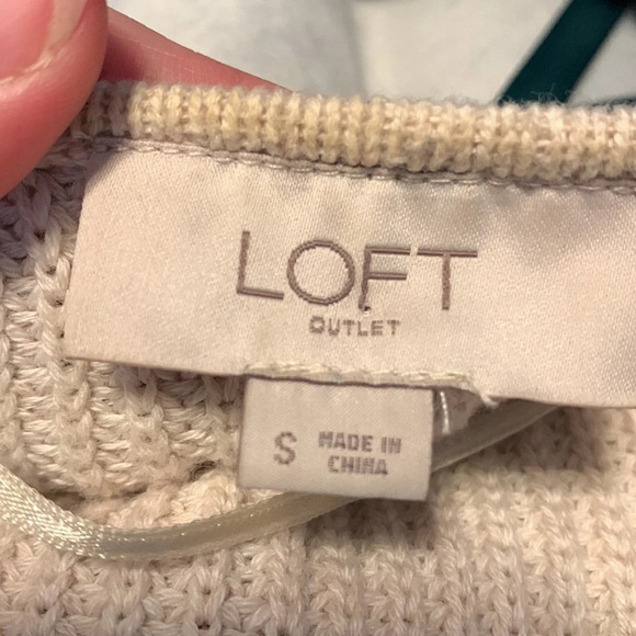 Loft outlet size small long boucle open sweater vest cream off white knit chunky - Picture 4 of 7